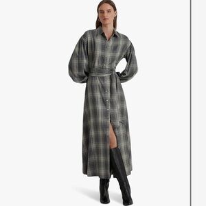 Lauren Ralph Lauren womens Checked Plaid Belted Twill Shirtdress Size 4 NWT